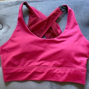 Solid Hot Pink Sports Bra with Cross-Back Support